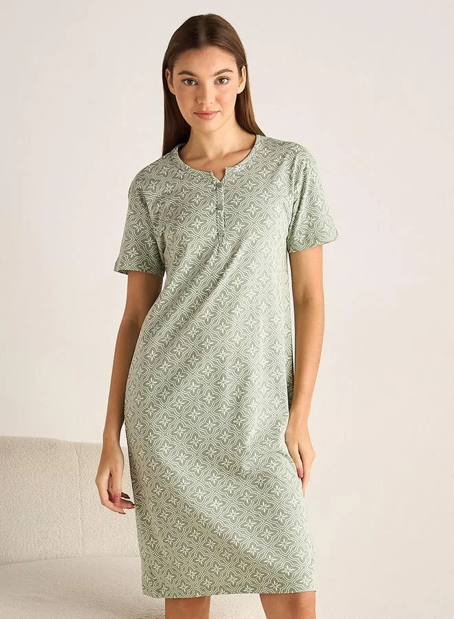 سبلاش فيڤ Printed Sleepshirt with Short Sleeves